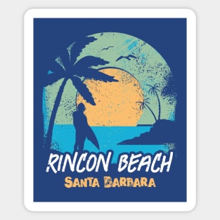 Retro Sunset Rincon Beach California Surfing // Retro Surfer Beach Sticker